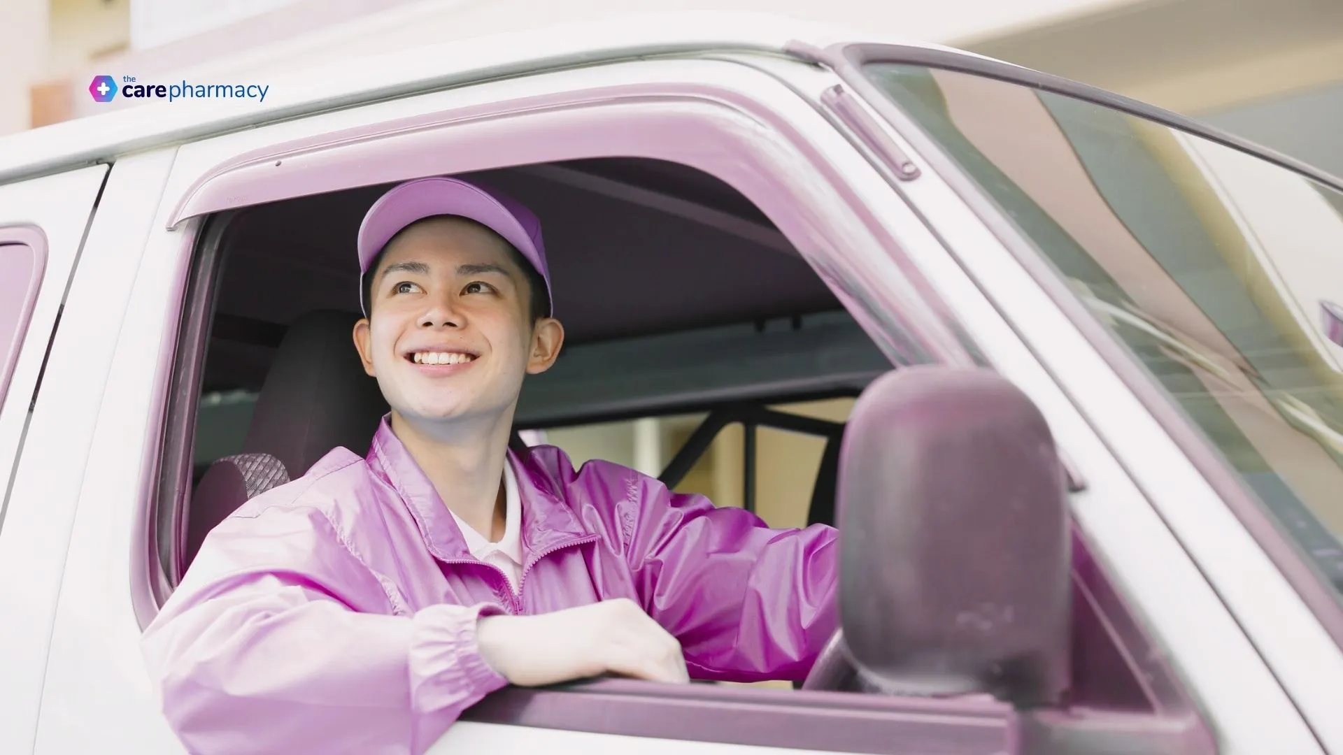 Happy van driver in their van